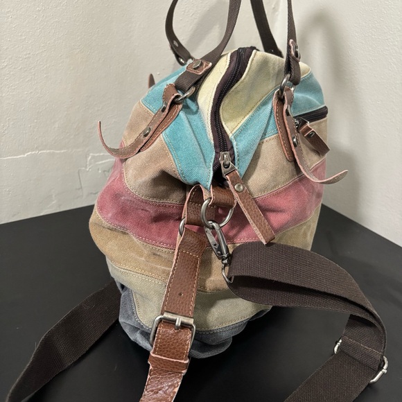 Manjianghong Canvas Striped Slouchy Hobo Crossbody Shoulder Bag Purse Colorful - Picture 2 of 8